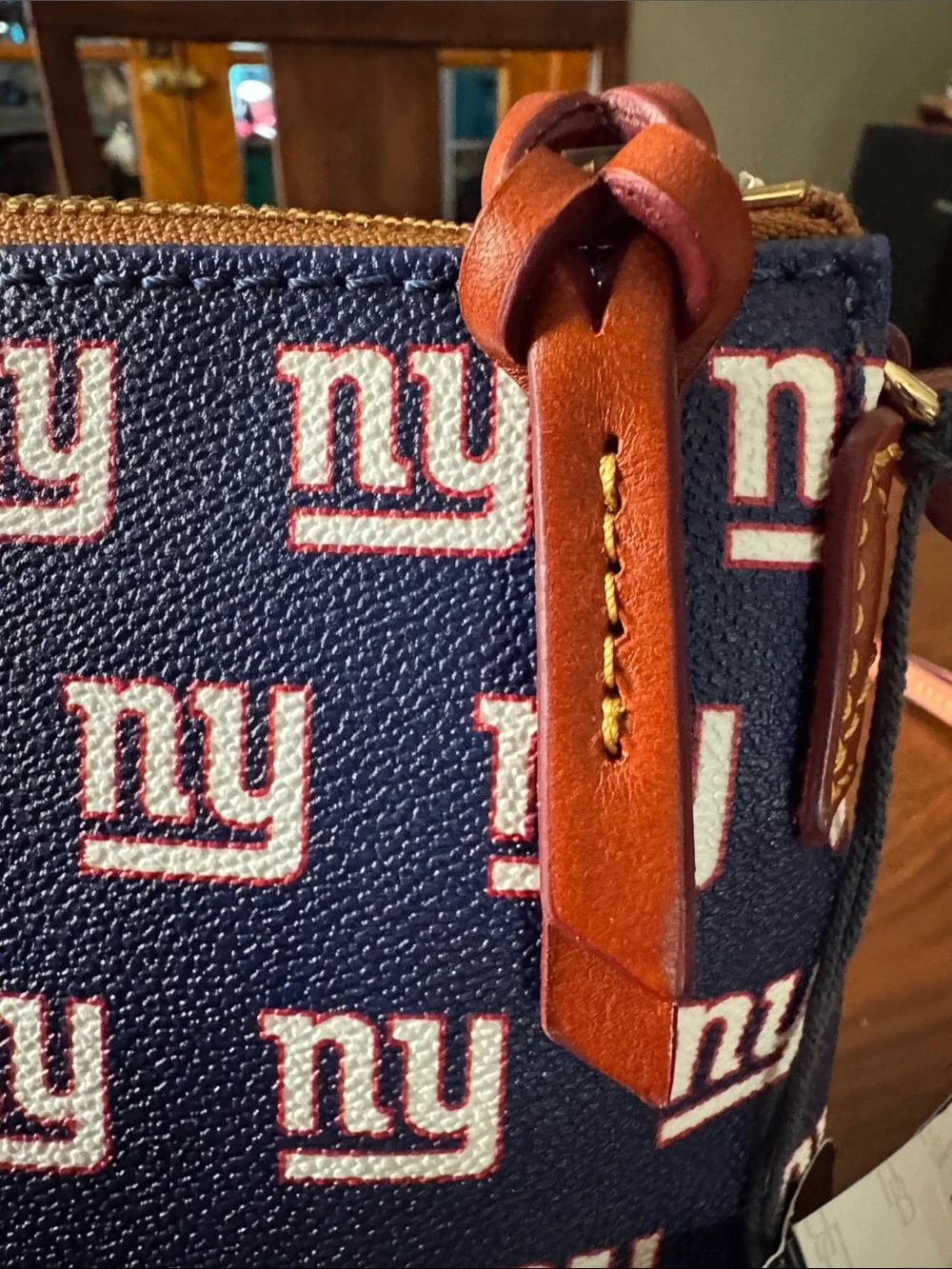 Dooney & Bourke Navy and Brown NY  Giants Logo crossbody bag NWT